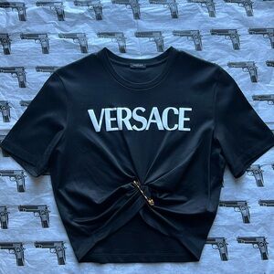 Versace Black Short Sleeve Logo Tee